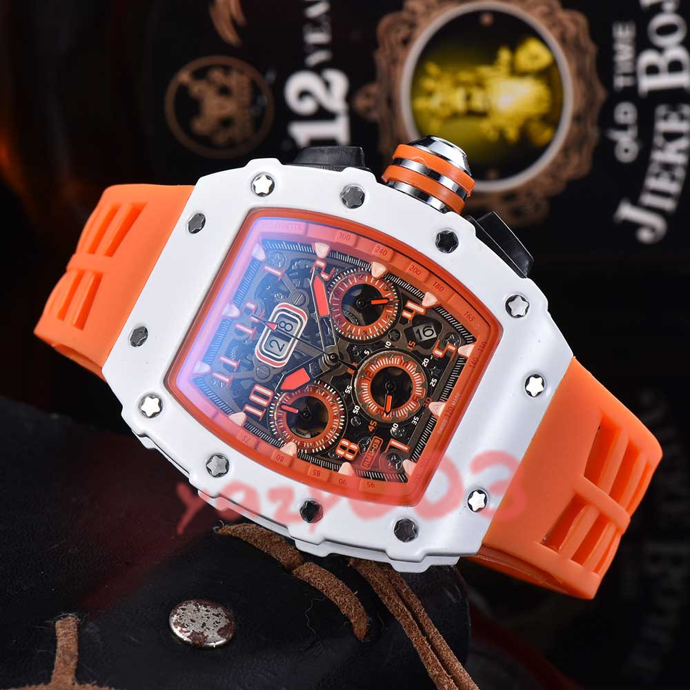 Newest Men Mens Watches chronograph Quartz Movement RM skeleton series All the dials work Watch Rubber strap master watch 11 Men, Slivery;brown
Newest Men Mens Watches chronograph Quartz Movement RM skeleton series All the dials work Watch Rubber strap master watch 11 Men, Slivery;brown