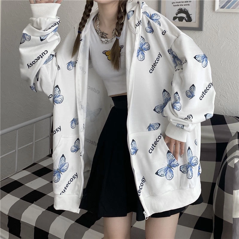 summer harajuku butterfly hoodie with zipper women sweatshirt 2021 spring oversized hoodies outerwear plus size, Black
summer harajuku butterfly hoodie with zipper women sweatshirt 2021 spring oversized hoodies outerwear plus size, Black