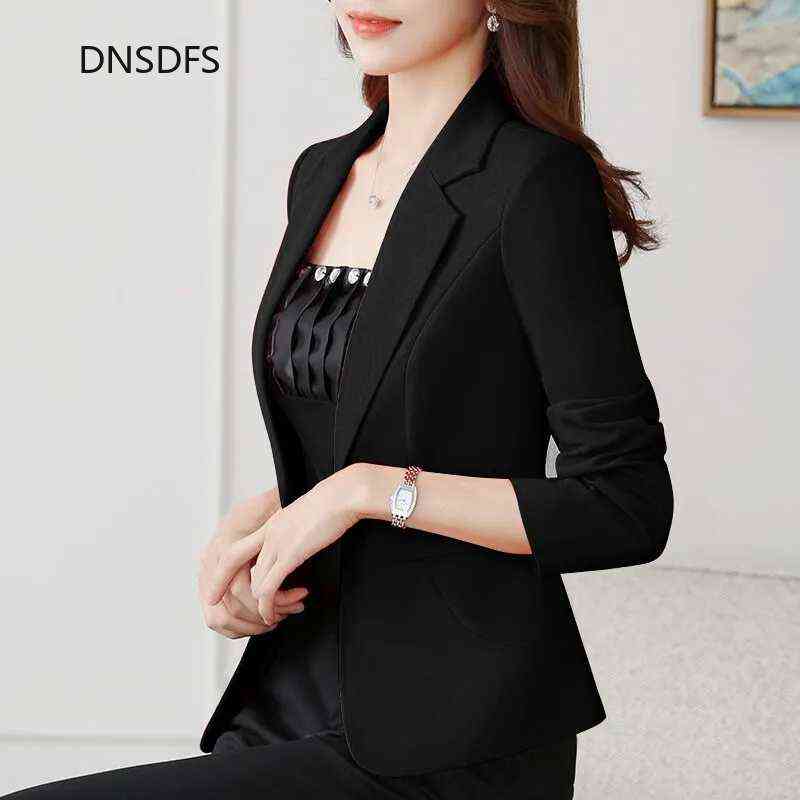 Black Suit Jacket Women Slim Blazer Spring Summer Blue s Korean Office White Three-quarter Sleeve Casual Coat mujer 211122