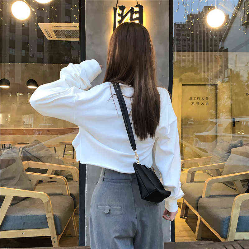 Sweatshirt Women Korean Streetwear Long Sleeve Sweatshirts Pullover+Vest Casual Party Crop Top Autumn Women's Clothing 211109