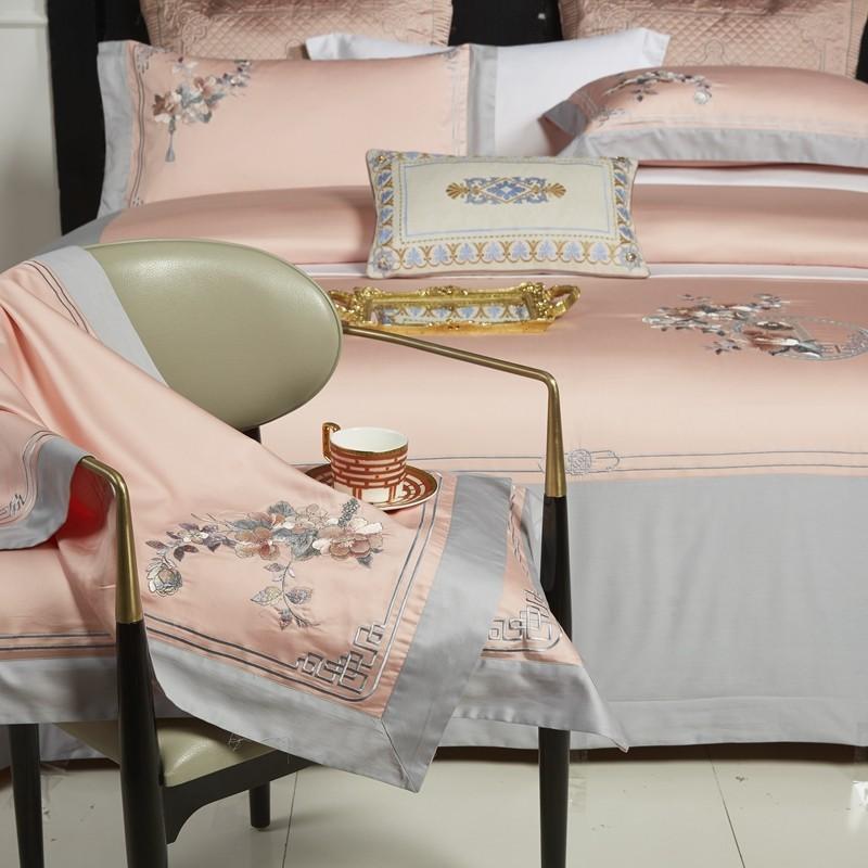 Pink Gray Patchwork Duvet Cover Queen King Bedding Set 1000TC Egyptian Cotton Silky Soft Comforter Bed Sheet 2 Pillowshams Sets