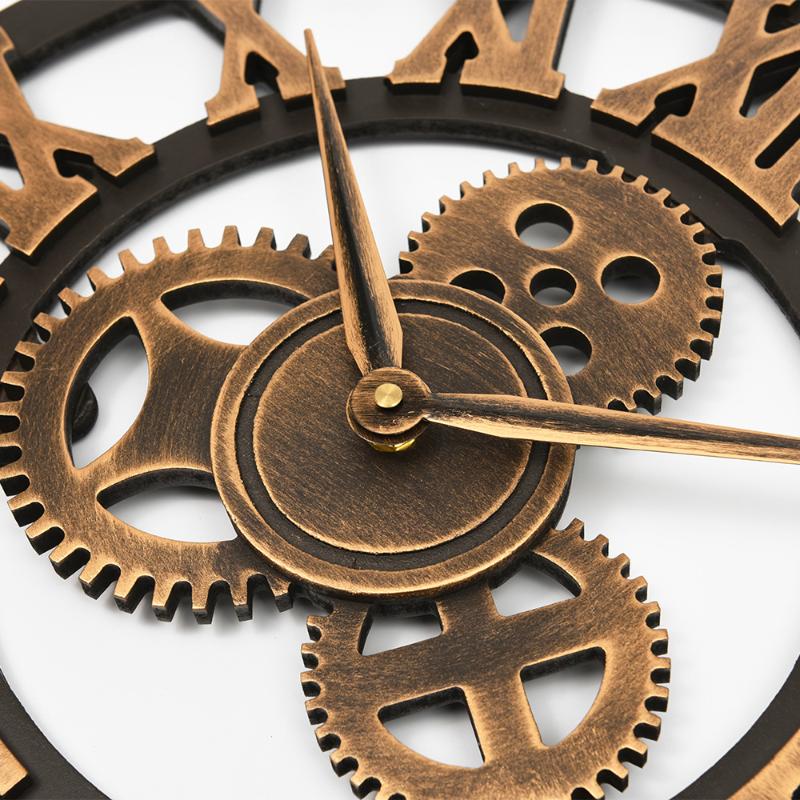 Wall Clocks Handmade Oversized 3D Retro Rustic Decorative Luxury Art Big Gear Wooden Vintage Large Clock On The Stereoscopic