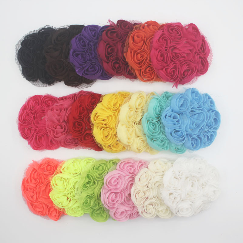 40pcs 8cm chiffon fabric rosette flower with felt circle backing for girls hair accessories,chiffon flowers for baby headbands, Multi-color
40pcs 8cm chiffon fabric rosette flower with felt circle backing for girls hair accessories,chiffon flowers for baby headbands, Multi-color
