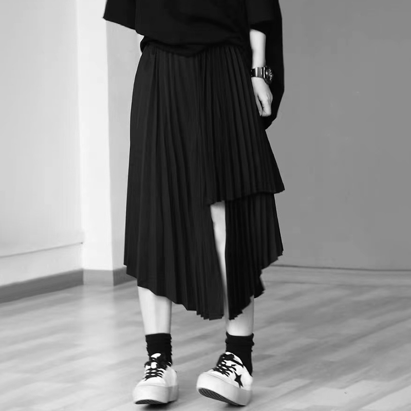 White Asymmetrical Pleated Skirt For Women High Waist Casual Minimalist Midi Skirts Female Summer Fashion 210521