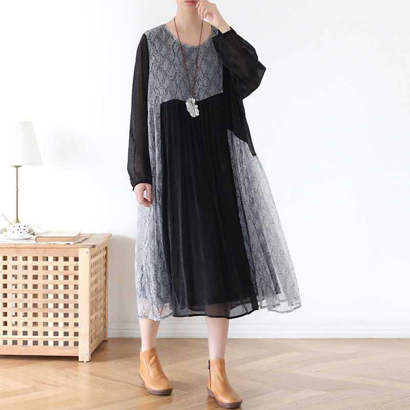 Johnature Women Chiffon And Lace Dresses Fashion Patchwork Spring O-Neck Long Sleeve Loose Beach Style Women Dresses 210521, Blue
Johnature Women Chiffon And Lace Dresses Fashion Patchwork Spring O-Neck Long Sleeve Loose Beach Style Women Dresses 210521, Blue