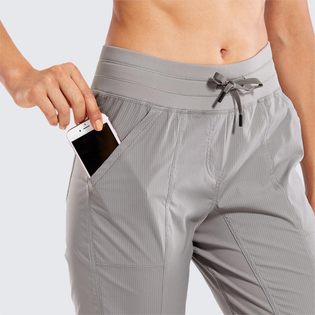 Striped Pants SYROKAN Women's Go to Studio Joggers Tapered Leg Sweatpants with Pockets -27Inches