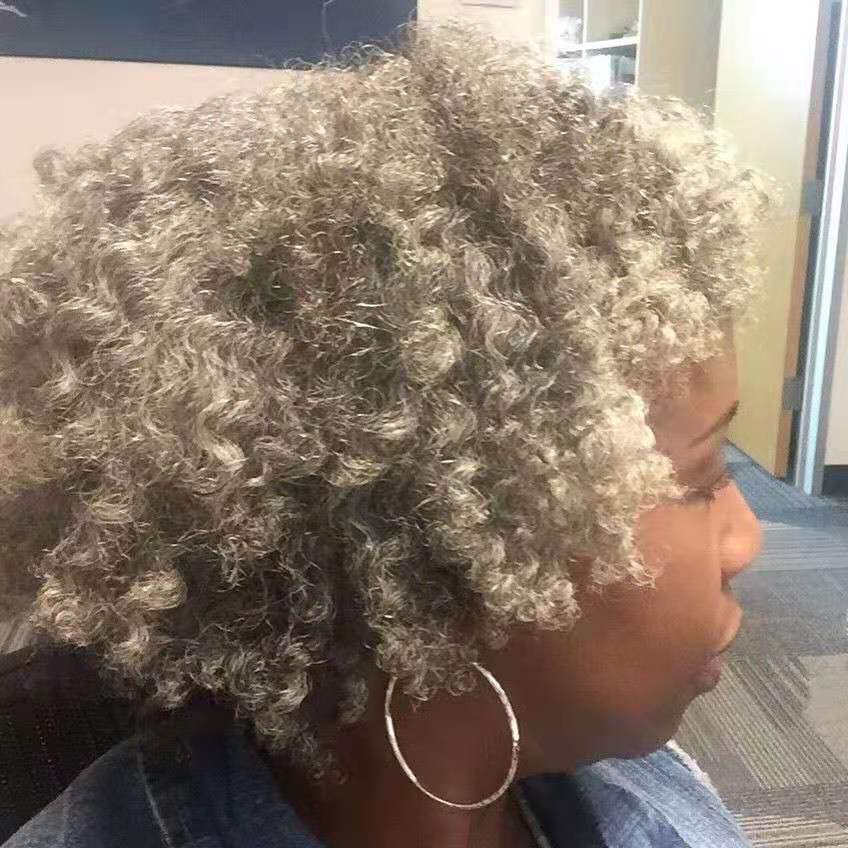 Premium Ombre Gray kinky afro puff drawstring ponytail extension natural silver salt and pepper hairstyle for black women fashion hot 120g