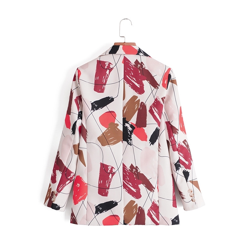 vintage women elegant loose blazer fashion ladies floral print jacket notched collar suit female chic suits girls 210430