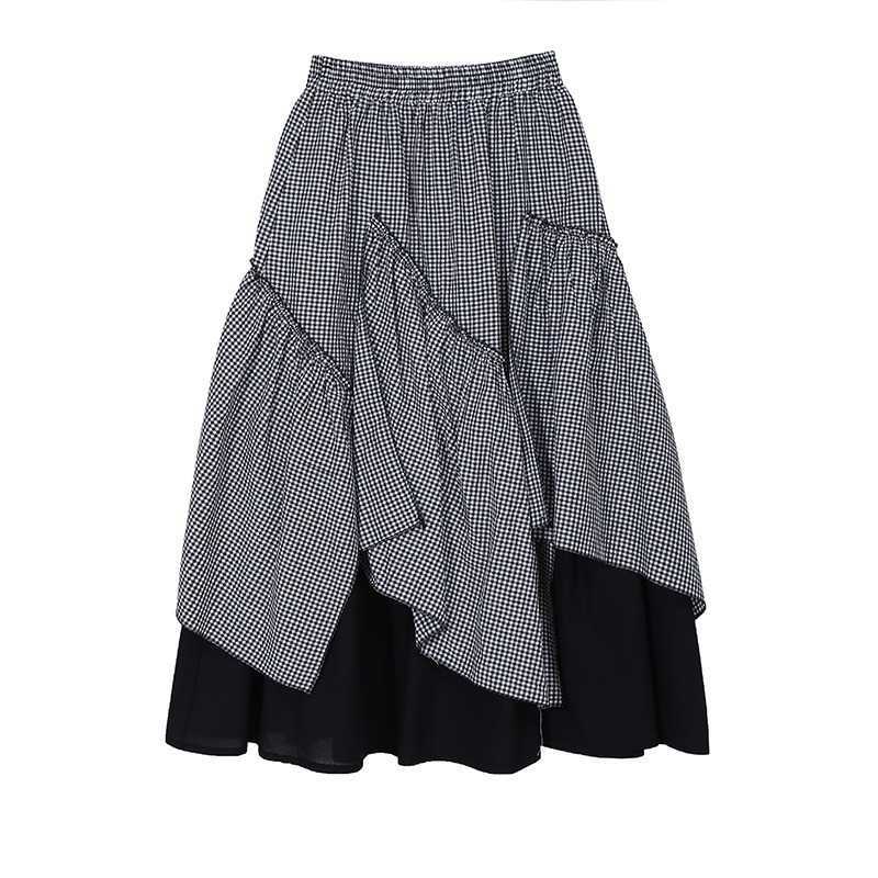 Japanese Plaid Patchwork Mujer Faldas Spring Summer Casual Skirts Women Stretch Waist Design Loose Clothing 13A248 210525, Black
Japanese Plaid Patchwork Mujer Faldas Spring Summer Casual Skirts Women Stretch Waist Design Loose Clothing 13A248 210525, Black