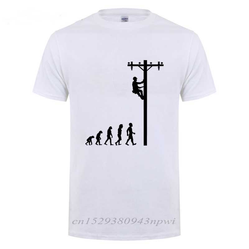 Evolution Of Lineman T-Shirt Funny Birthday Gift For Electrician Men Dad Papa Father Husband Short Sleeve O Neck Cotton T Shirt 210629