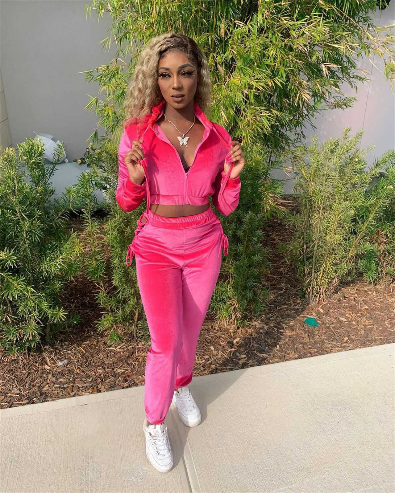 Women's Two Piece Pants Designers Women Clothes 2023 autumn and winter fashion velvet slim temperament two-piece women's suit