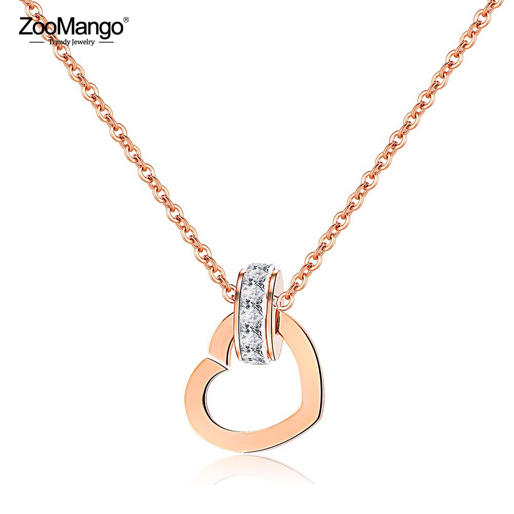 ZooMango Luxury Cubic Zirconia Circle Heart Charm Pendant Necklaces Rose Gold Stainless Steel Chain Neckalce Jewelry ZN17063
ZooMango Luxury Cubic Zirconia Circle Heart Charm Pendant Necklaces Rose Gold Stainless Steel Chain Neckalce Jewelry ZN17063