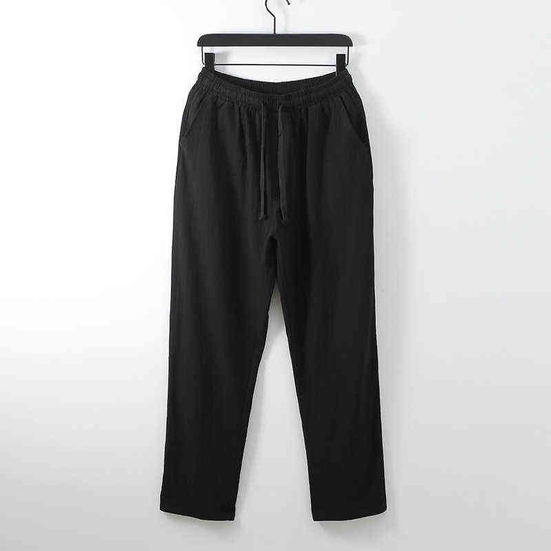 Pants Large Size Summer Men's Cotton Tall Big Sizes Wide Leg Linen Pant Oversized Jogger Trousers Male Plus Size Loose Pants Men 211112