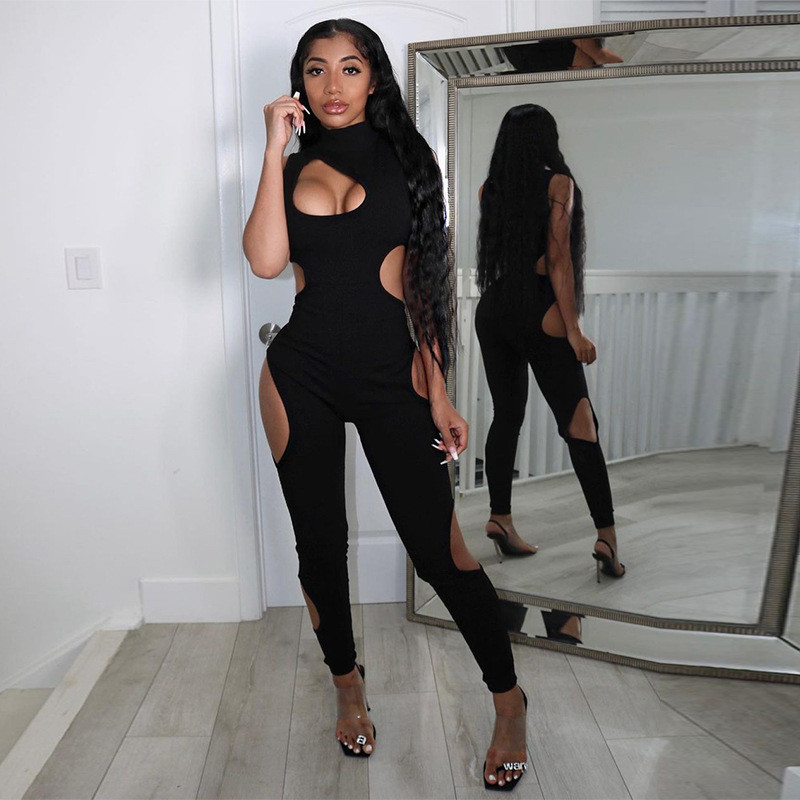 Cut Out Sexy Sleeveless Rompers Womens Jumpsuit Streetwear Turtleneck Skinny Slim Baddie One Piece Outfits 2021, Black
Cut Out Sexy Sleeveless Rompers Womens Jumpsuit Streetwear Turtleneck Skinny Slim Baddie One Piece Outfits 2021, Black