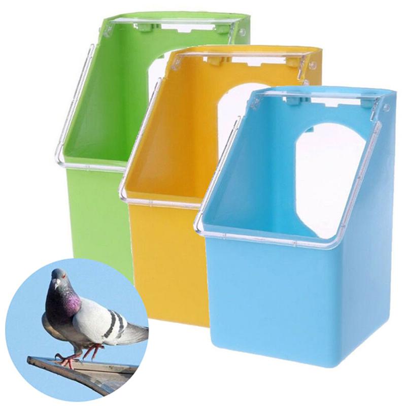 Other Bird Supplies Feeder For Parrots Pigeon Budgie Outdoor Plastic Feeding Bowl Box Anti Splash Cage Drink Water Yellow Blue