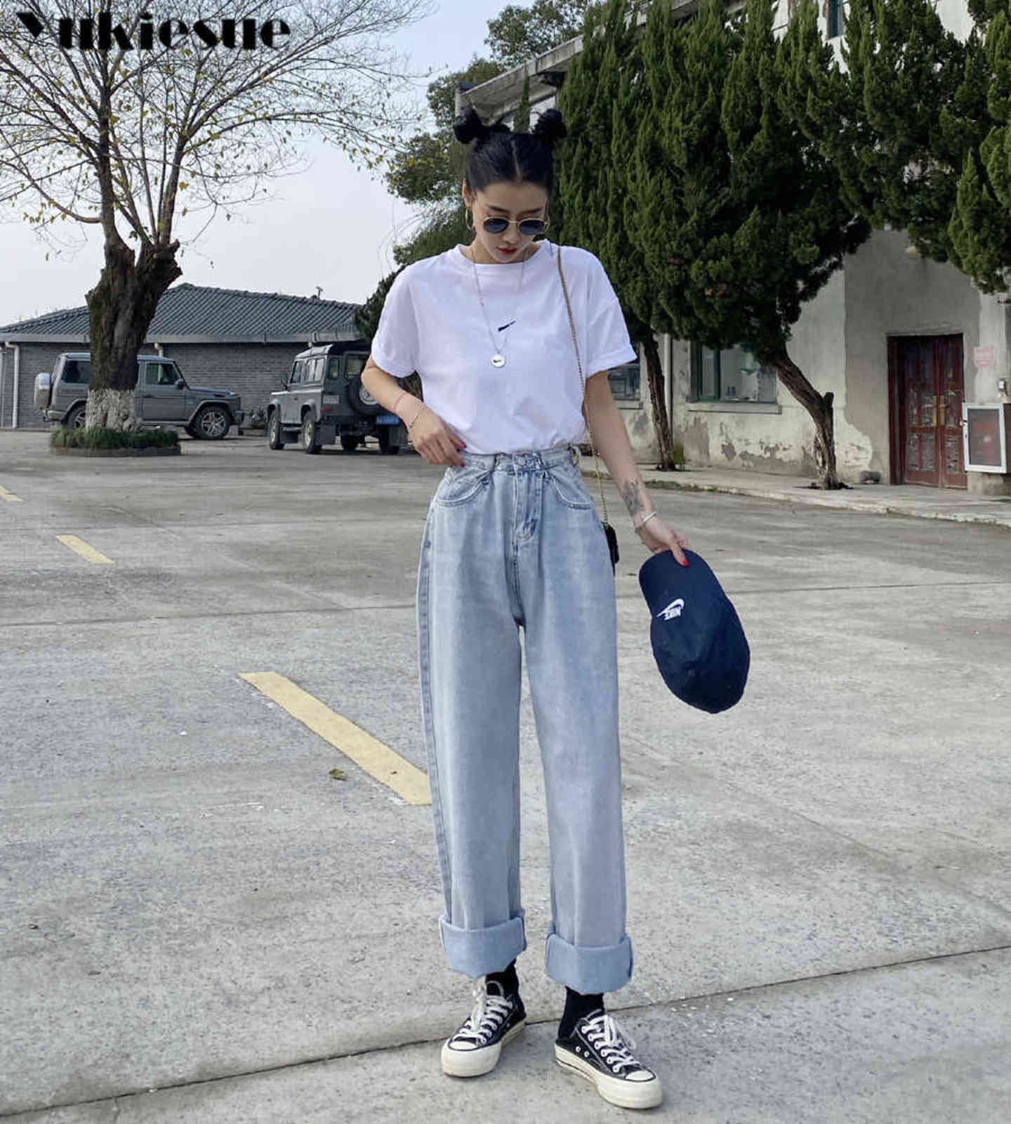 streetwear high waist women's fashion jeans woman girls women wide leg pants trousers female jean femme denim bagge mom 211129