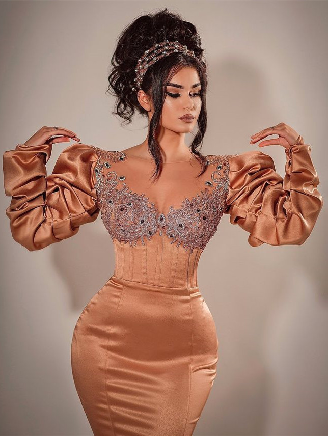 Plus Size Arabic Aso Ebi Gold Mermaid Sexy Prom Dresses Beaded Crystals Satin Evening Formal Party Second Reception Bridesmaid Gowns Dress Zj330 66603