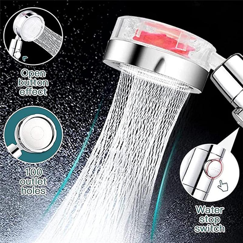 

Bathroom Shower Sets Propeller High Pressure Head Adjustment Handheld Water-Saving Rainfall Nozzle Accessories