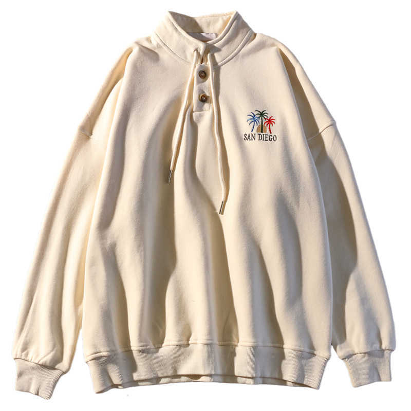 Vintage POLO Collar Letters Print Oversized Sweatshirt Women for Teen Girls Harajuku Spring Korean Kawaii Clothes Pullovers 210826