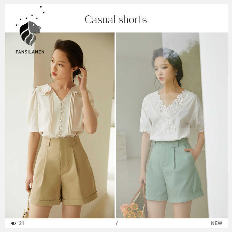 FANSILANEN Office Lady Wide Leg Shorts Women Summer Straight High Waist Green Khaki Casual Pants Clothing 210607, Light green
FANSILANEN Office Lady Wide Leg Shorts Women Summer Straight High Waist Green Khaki Casual Pants Clothing 210607, Light green