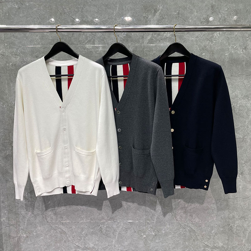 TB THOM AND TB BROWNE Sweater Men Women's Sweaters Fashion Brand Casual Coats High Street Fine Cotton Striped Center Back Outerwear Classic V-Neck Cardigan Lovers, Blue
TB THOM AND TB BROWNE Sweater Men Women's Sweaters Fashion Brand Casual Coats High Street Fine Cotton Striped Center Back Outerwear Classic V-Neck Cardigan Lovers, Blue