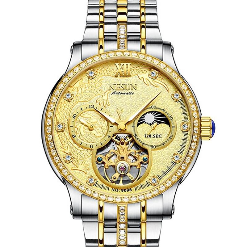 Wristwatches NESUN Watch Men Switzerland Automatic Mechanical Watches 100M Waterproof Moon Phase Sapphire Skeleton Clock N9096, Item 2
Wristwatches NESUN Watch Men Switzerland Automatic Mechanical Watches 100M Waterproof Moon Phase Sapphire Skeleton Clock N9096, Item 2