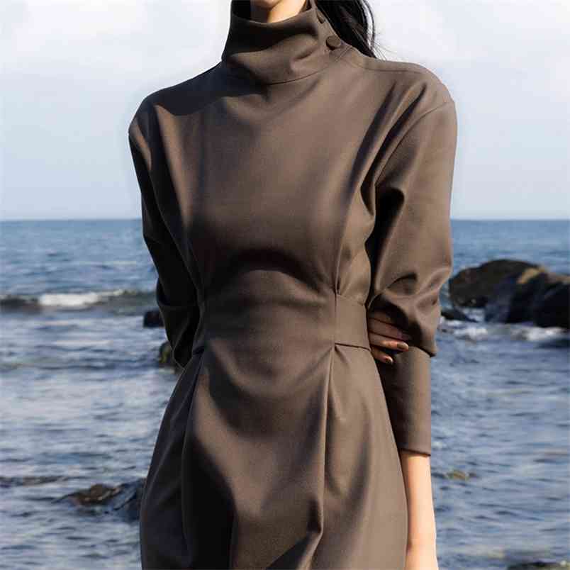 Korean Chic Elegant Temperament Turtleneck Dress Women Slim Waist Casual Belt Maxi Dresses Vestidos Mujer 210519, Photo color
Korean Chic Elegant Temperament Turtleneck Dress Women Slim Waist Casual Belt Maxi Dresses Vestidos Mujer 210519, Photo color