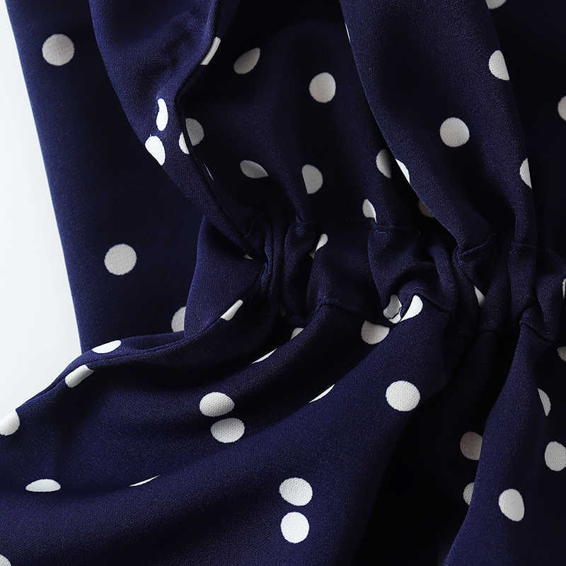 Matching suit polka dot chiffon trousers two-piece large size summer Korean fashion retro casual top wide leg pants suit 211009