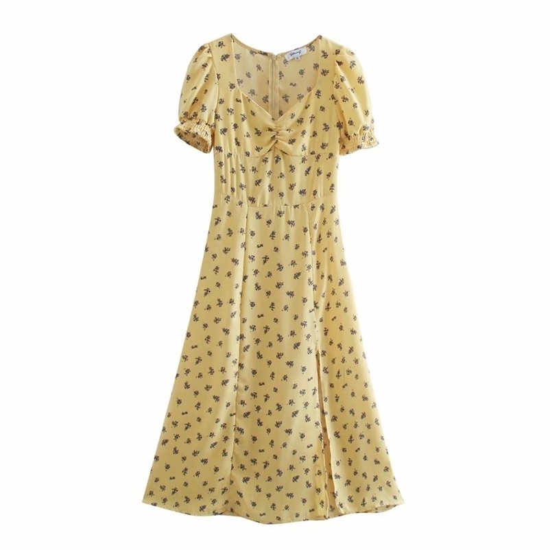 Women Square Neck Printed Puff Sleeve Dress Slim Long Vestido Summer Elegant Chiffon Short Dresses Femme 210524, Yellow
Women Square Neck Printed Puff Sleeve Dress Slim Long Vestido Summer Elegant Chiffon Short Dresses Femme 210524, Yellow