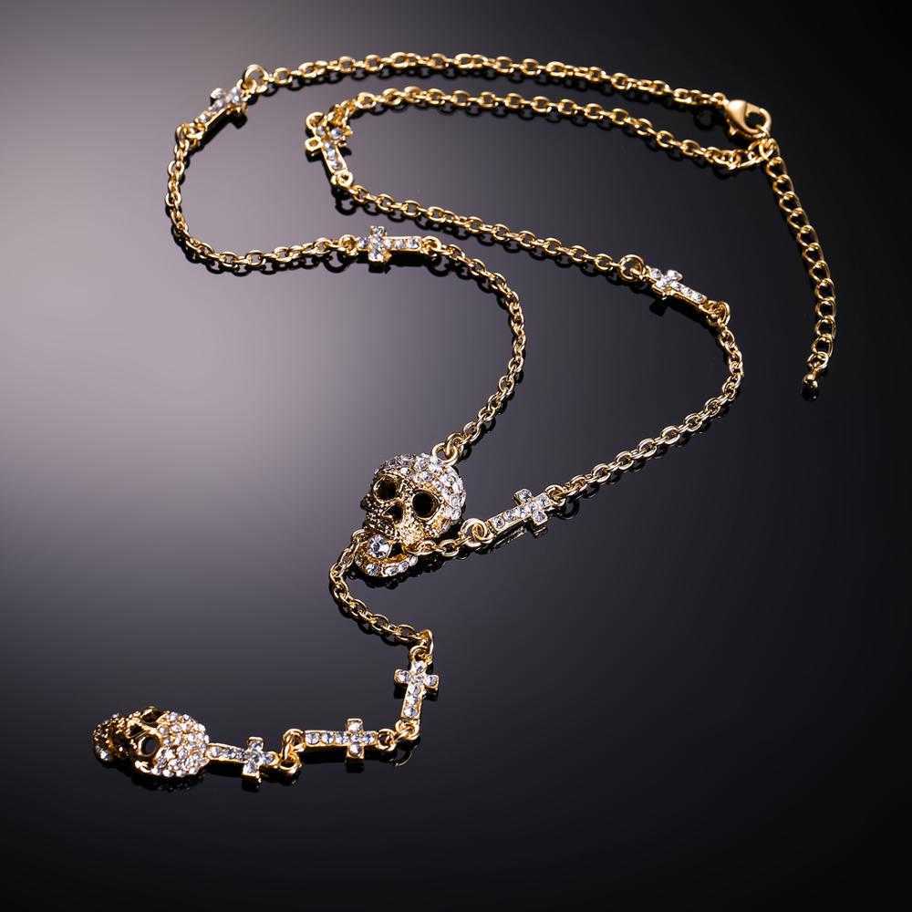 Halloween Skull Cross Necklace Women Skeleton Crystal Pendant Goth Party Jewelry Gift Hip-pop Punk Neck Chain Link Collier Femme X0707
Halloween Skull Cross Necklace Women Skeleton Crystal Pendant Goth Party Jewelry Gift Hip-pop Punk Neck Chain Link Collier Femme X0707