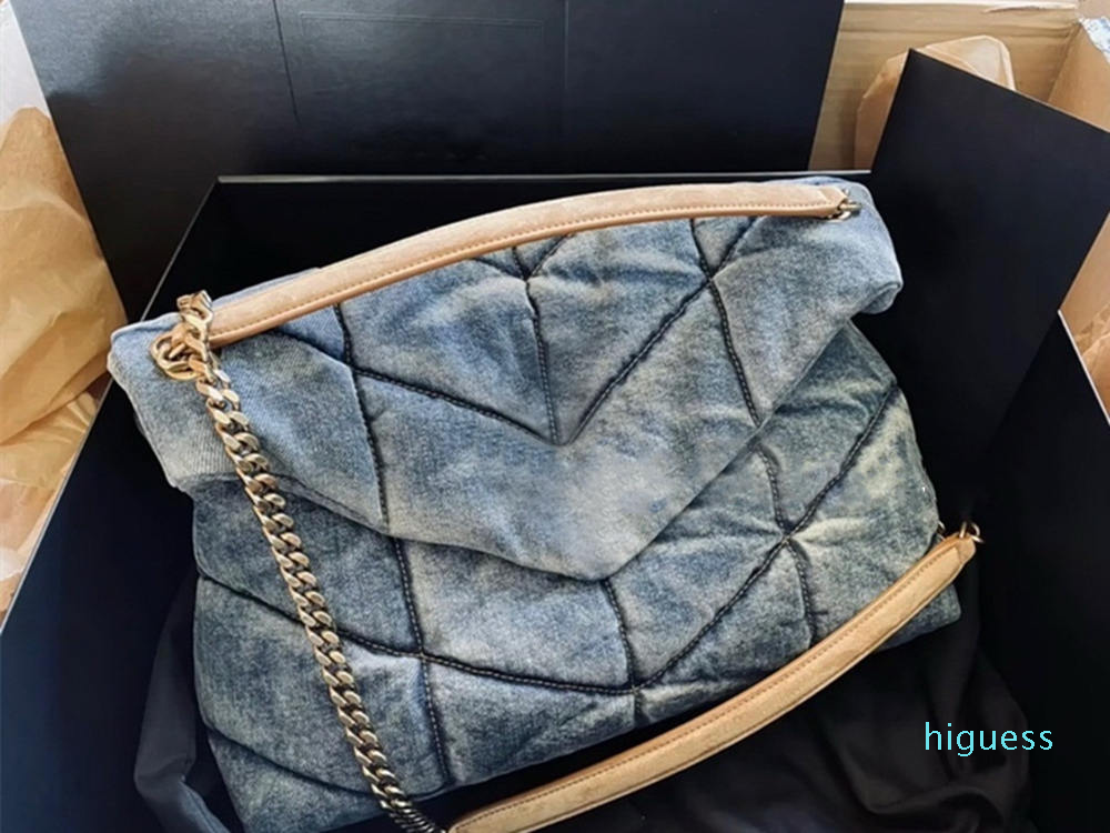 Folds Sheepskin Women Denim Blue Shoulder Bag Chain Crossbody Luxurys Designer Handbags Envelope Messenger Bags Flap Clutch Purse, Style 2 gold logo
Folds Sheepskin Women Denim Blue Shoulder Bag Chain Crossbody Luxurys Designer Handbags Envelope Messenger Bags Flap Clutch Purse, Style 2 gold logo