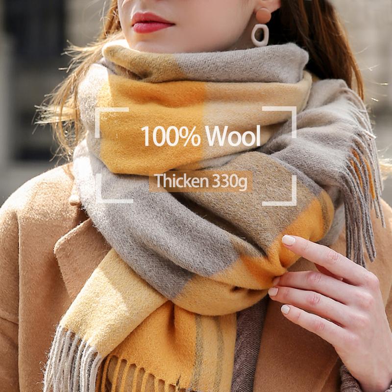 Scarves 100% Lamb Wool Scarf Women Thicken Warm Shawls Wraps Checkered Pashmina Foulard Femme Winter Plaid Cashmere Bufandas
Scarves 100% Lamb Wool Scarf Women Thicken Warm Shawls Wraps Checkered Pashmina Foulard Femme Winter Plaid Cashmere Bufandas
