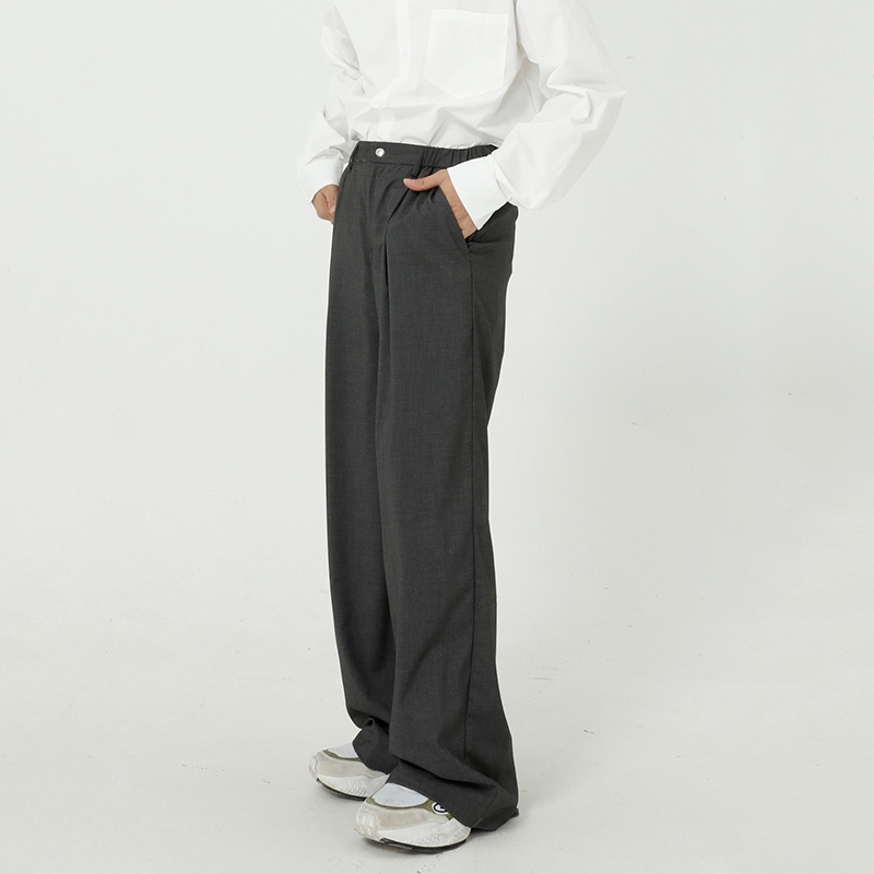 IEFB Men's Wear Busniness Trousers Man's Simple Loose Back Half Elastic Wiast Suit Pants For Male Wide Leg Pants 9Y5997 210524