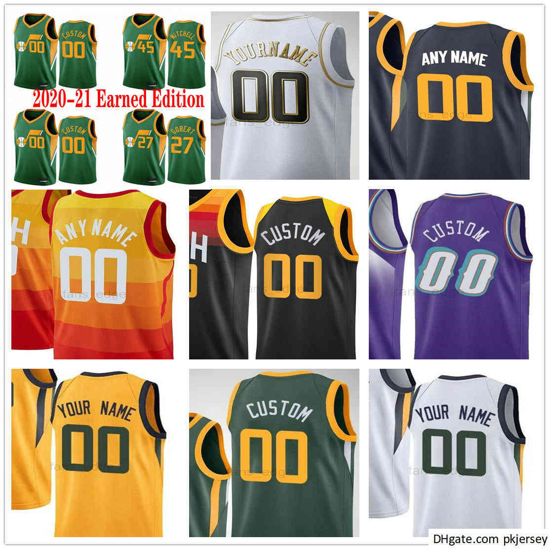 Custom Printed 2020-21 Earned Edition Green Donovan 45 Mitchell Mike 10 Conley Rudy 27 Gobert Bogdanovic 00 Clarkson Men Woman Kids Jerseys, Black;red
Custom Printed 2020-21 Earned Edition Green Donovan 45 Mitchell Mike 10 Conley Rudy 27 Gobert Bogdanovic 00 Clarkson Men Woman Kids Jerseys, Black;red