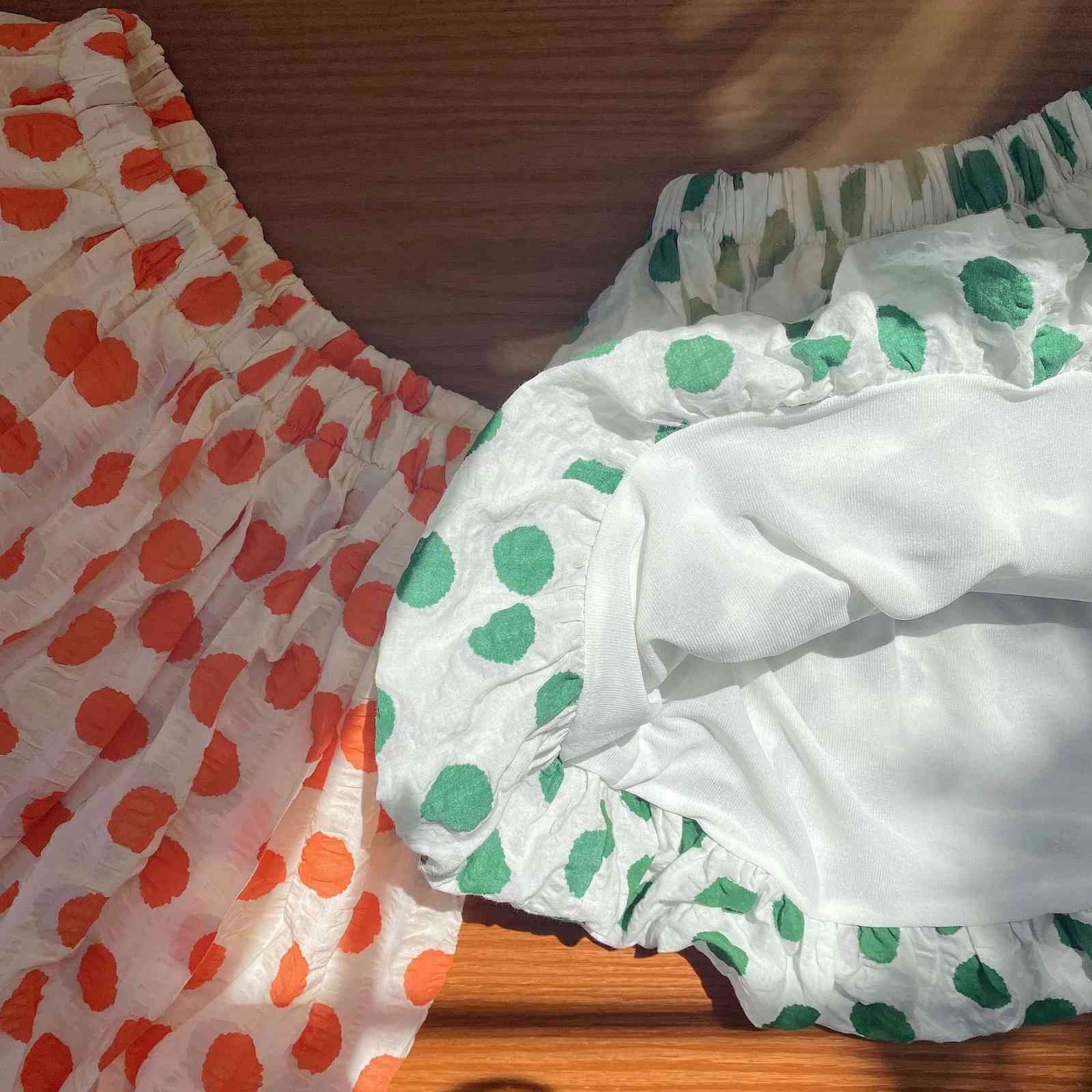 Summer girls fashion dot Ruffled lantern skirt Kids cute cool bubble baby girl casual clothes 210508