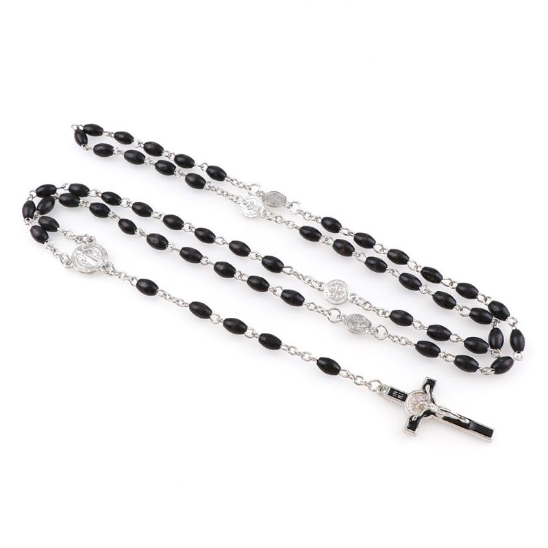 Pendant Necklaces 5x8mm Catholic Black Wooden Rosary Beads Wood Necklace Of Religious Jewelry Men Women, Silver
Pendant Necklaces 5x8mm Catholic Black Wooden Rosary Beads Wood Necklace Of Religious Jewelry Men Women, Silver