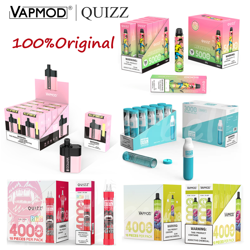 Original Vapmod QUIZZ Disposable Vape Pen E Cigarettes QD32 QD25 QD30 QD40 QD50 Mesh Coil High-Capacity Rechargeable Device 1250 Battery Hug
Original Vapmod QUIZZ Disposable Vape Pen E Cigarettes QD32 QD25 QD30 QD40 QD50 Mesh Coil High-Capacity Rechargeable Device 1250 Battery Hug