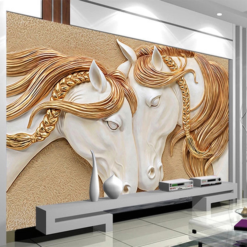 Modern Bohemia 3D stereo Relief horse Photo Mural Hotel Restaurant Cafe Living Room Abstract Art Wallpaper Decor