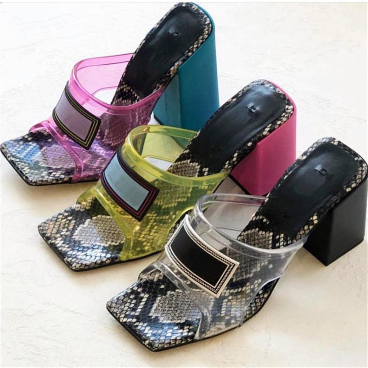 Runway 90s 70 PVC Snake Sandal Women Vintage Logo Mid Transparent Mules Block Heel Snakeskin Print Shoes Size 35-42, Black
Runway 90s 70 PVC Snake Sandal Women Vintage Logo Mid Transparent Mules Block Heel Snakeskin Print Shoes Size 35-42, Black