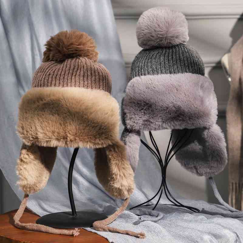 Women Winter Knit Pom Trapper Hat Thick Fluffy Plush Thermal Warm Snow Ski Windproof Solid Color Beanie Earflap Cap, Blue;gray
Women Winter Knit Pom Trapper Hat Thick Fluffy Plush Thermal Warm Snow Ski Windproof Solid Color Beanie Earflap Cap, Blue;gray