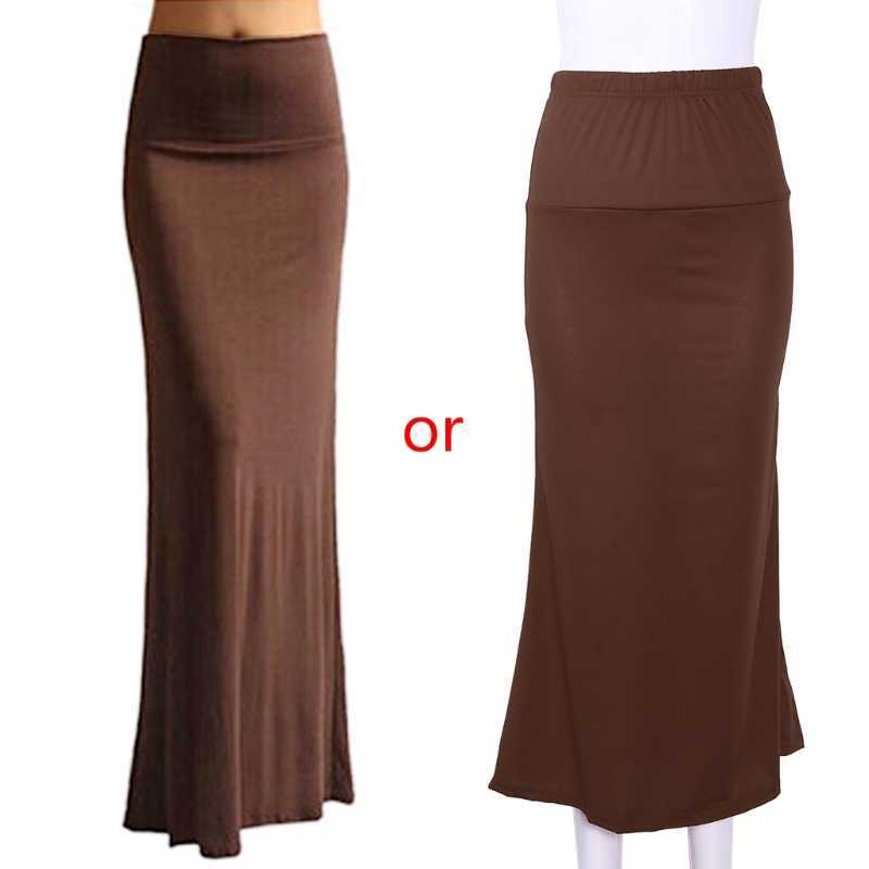 Ywengouy Ladies Women High Waist Flare Fishtail Maxi Long Skirt Solid Color Pleated Package Hip Evening Beach Party A-Line Penci 210619