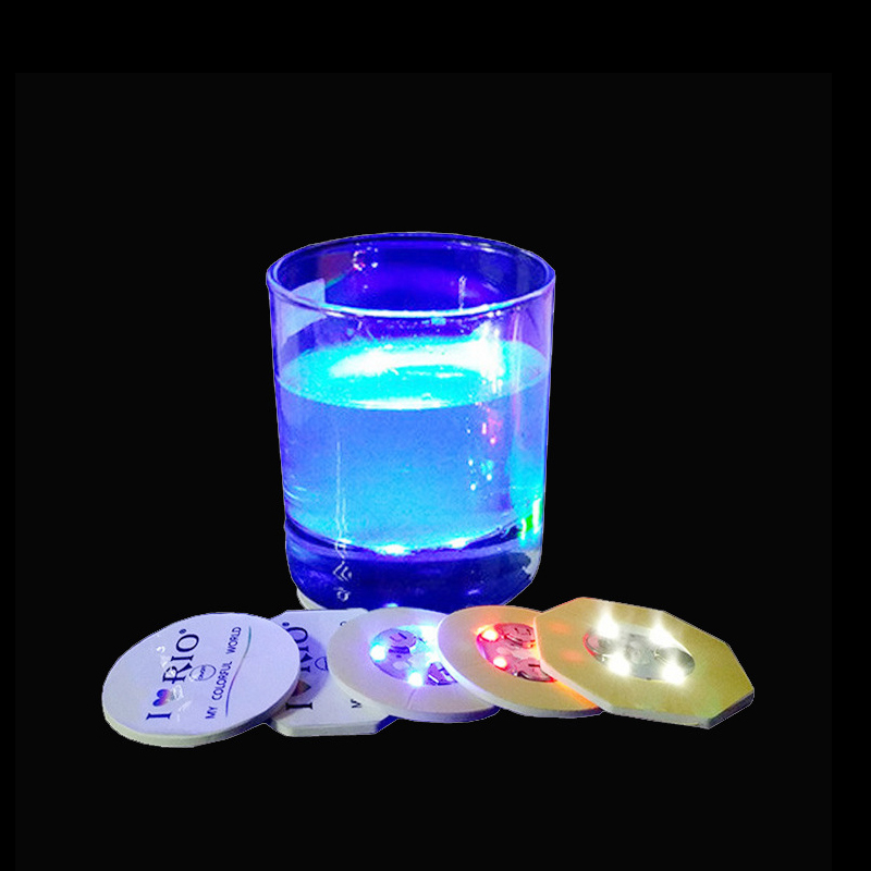 LED Coaster Sticker Lighting LEDs Bottles Lights Cup Holder Light fors Wine Liquor Bottley Bottle Sparklers Champagne Party Bar Colds CRESTECH