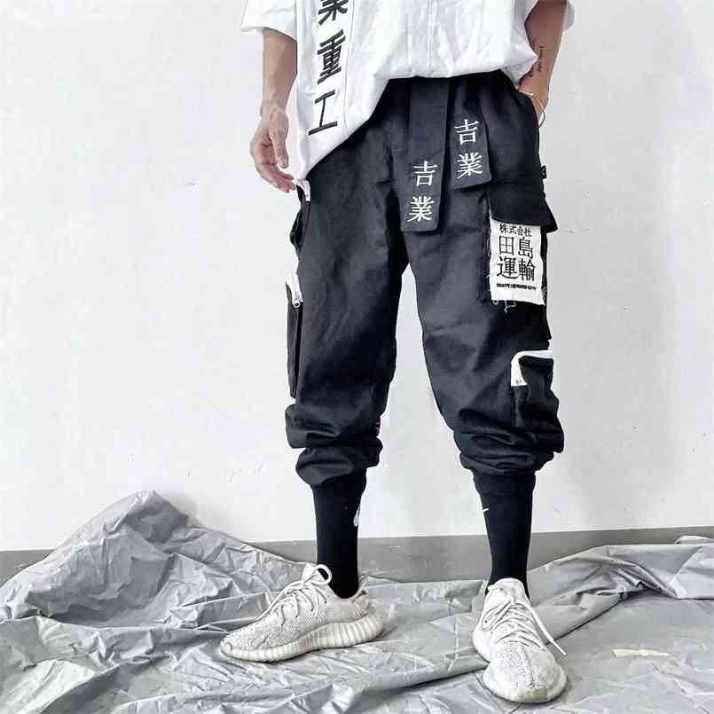 women/Men's clothes Harajuku Overalls Cargo Pants More bag trousers Jogger Ribbon Hip hop loose comfortable streetwear 210810