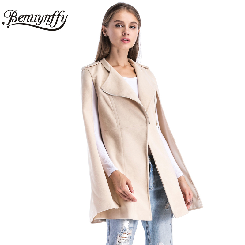 Winter Coat Long Women Elegant Cape Ladies Arrival Apricot Woolen Zipper Casual Outerwear Women's s W501 210510
