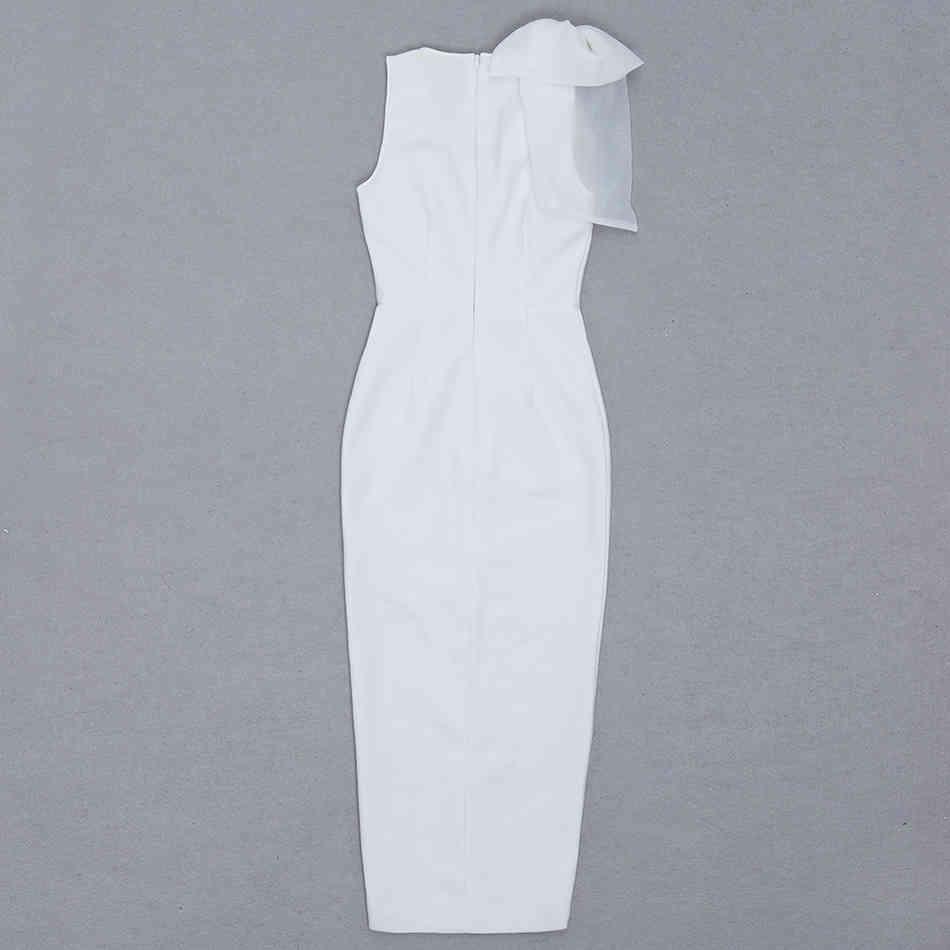 Free White Bandage Dress Women's Sexy V-neck Sleeveless Bodycon Split Celebrity Club Party Midi Vestidos 210524