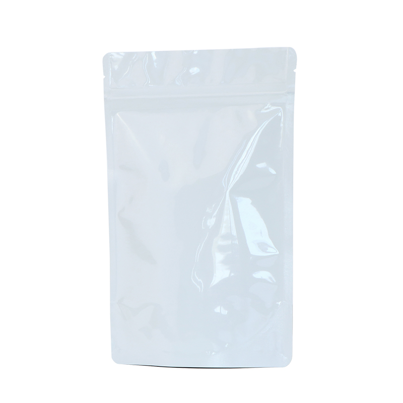 Thick Stand up Glossy White Pure Aluminum Foil Zip Lock Bag Doypack Resealable Chocolate Snack Candy Sugar Coffee Gift Heat Sealing Packaging Storage 