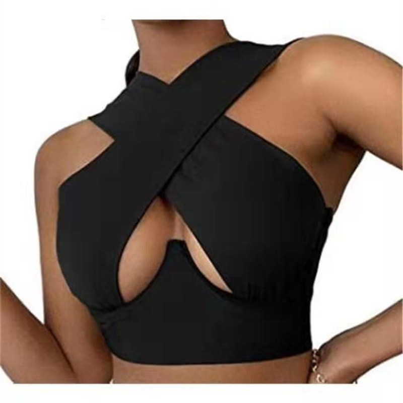 Women&#039;s Vest cross underwear sexy top sleeveless solid color hollowed out Party Club Street summer high quality tight top luxury underwear new women&#039;s clothing s2 от DHgate WW