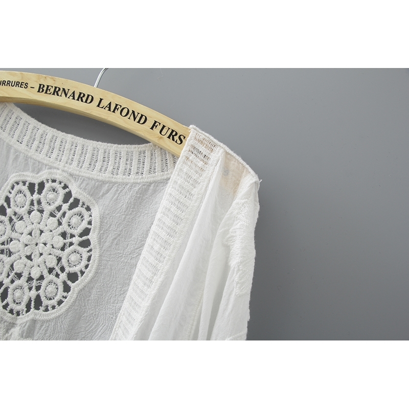 Fashion lace hollow women blouse shirt summer loose plus size Cardigan feminine s blusas 0335 40 210506