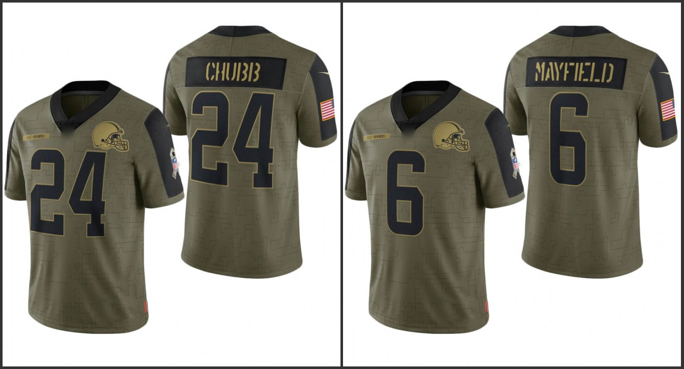 Cleveland's Browns's Men #6 Baker Mayfield 24 Nick Chubb Custom Women Youth Olive Limited 2021 Salute To Service Jersey, Black
Cleveland's Browns's Men #6 Baker Mayfield 24 Nick Chubb Custom Women Youth Olive Limited 2021 Salute To Service Jersey, Black