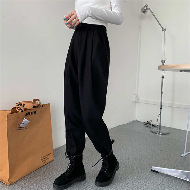 Elegant Work Wear Formal High Waist Harem Pants Women Bottom Autumn OL Solid Fashion Casual Suit Trousers Female 210421